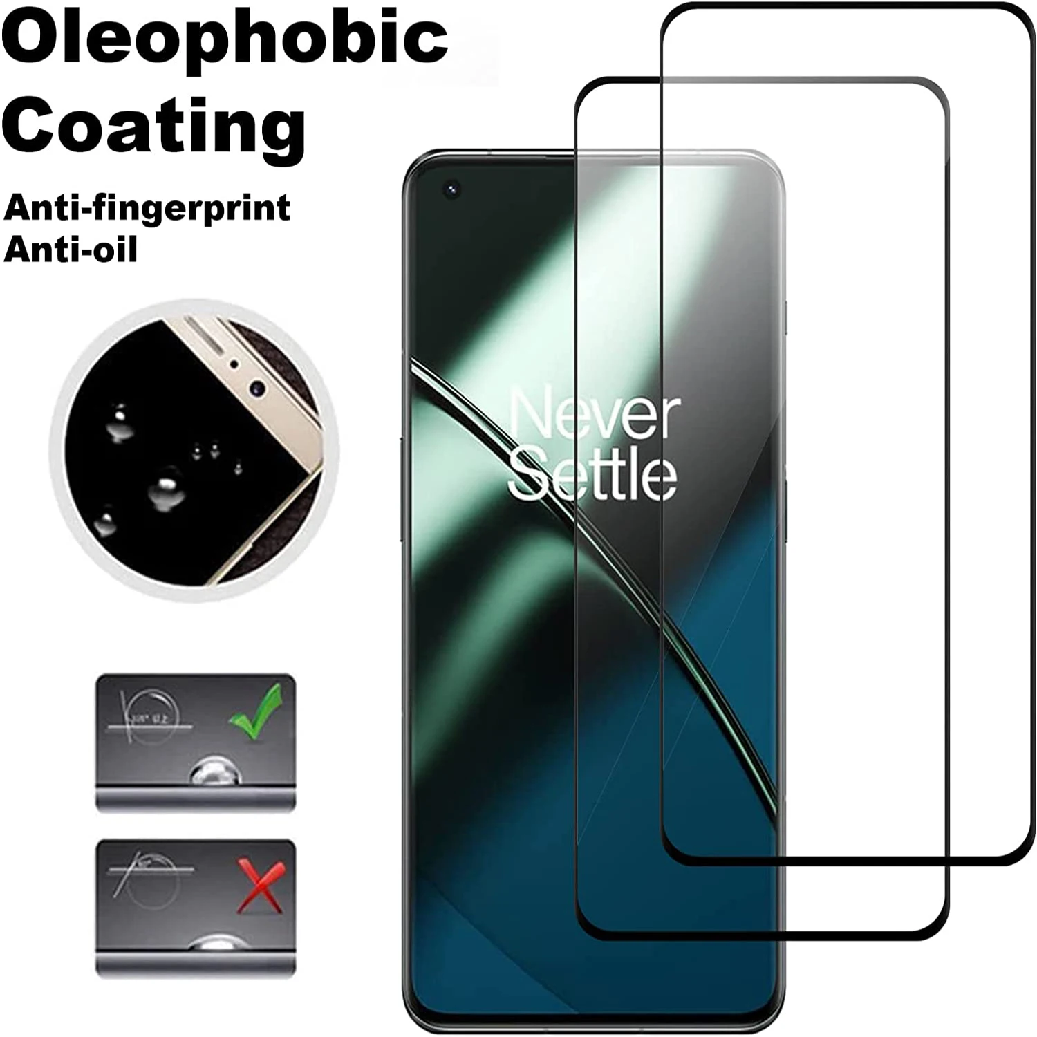 2/4 Uds. Vidrio templado ultrasónico curvo 3D de huellas dactilares para Protector de pantalla OnePlus 11 HD - imagen 3