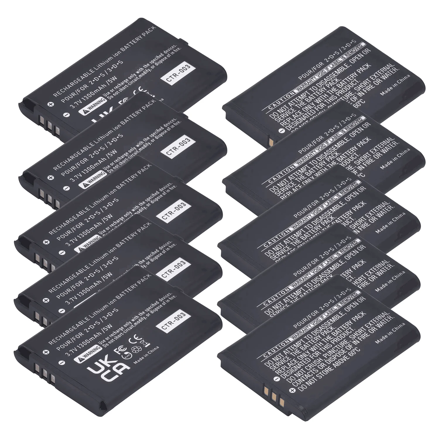 Batería CTR-003 para consola Nintendo 2DS 3DS, baterías de iones de litio recargables de 1300 mAh y 3,7 V (no compatible con el nuevo 3DS XL/LL)