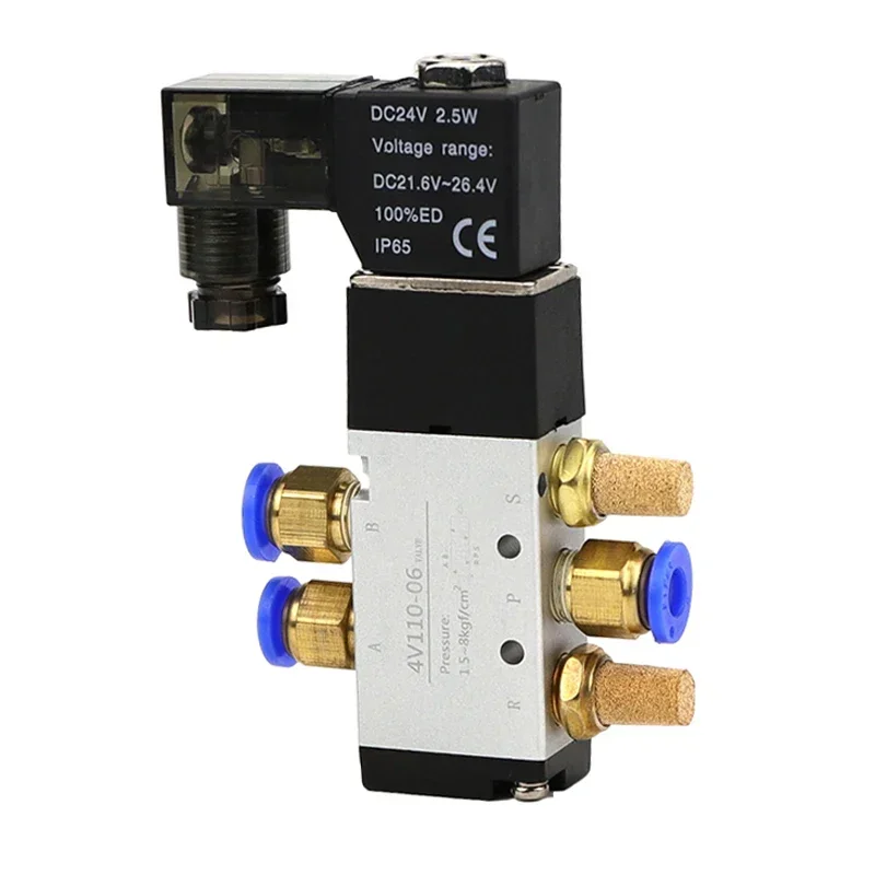 4V110-06 1/8 Bsp válvula solenoide de aire puerto de 5 vías 2 posiciones válvulas magnéticas eléctricas neumáticas de Gas DC12V 24V 110 V220V bobina Volt - imagen 3