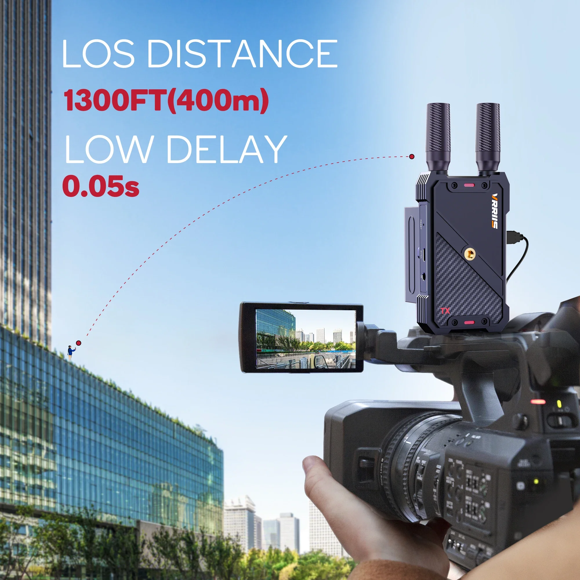 Kit extensor inalámbrico HDMI de 400m, transmisor y receptor de vídeo, compatible con batería NP F970 F750, cámara de boda para Iglesia, transmisión en vivo - imagen 4