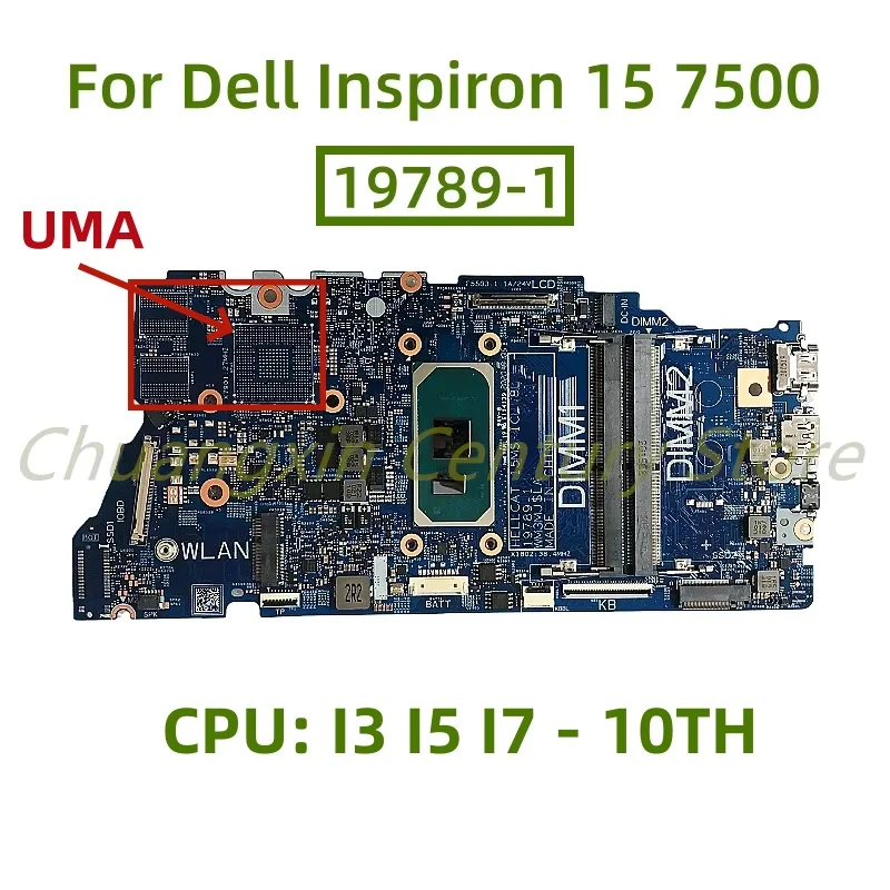 Placa base 19789-1 adecuada para portátil Dell Inspiron 15 7500 con CPU I3 I5 I7-10TH 100% probado trabajo completo
