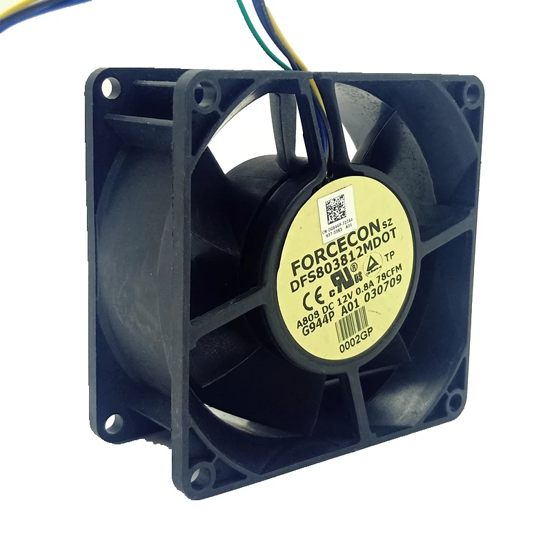 Ventilador de refrigeración, dispositivo de chasis de temperatura de 4 cables, 12V, 8038, DFS803812MDOT, 8cm, cantidad de viento 0,8a - imagen 3