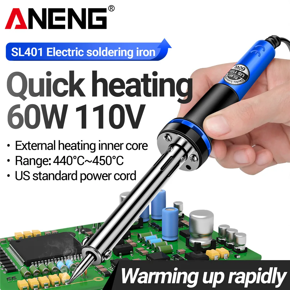 ANENG SL401 soldador eléctrico enchufe EE. UU./UE 30/40/60W probador puntas de estaño reparación soldadura calefacción externa herramientas de soldadura de núcleo interno