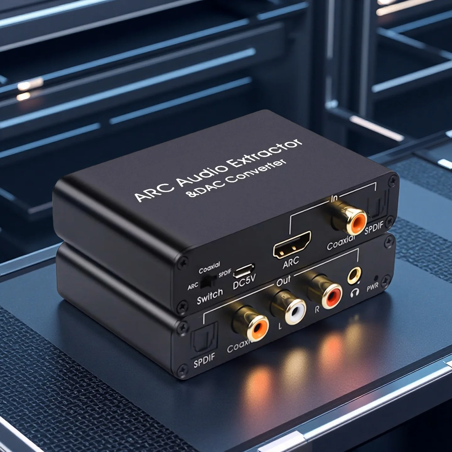 Extractor de Audio y DAC Digital a analógico compatible con HDMI ARC SPDIF/Coaxial óptico a SPDIF Coaxial estéreo conector L/R de 3,5mm para TV