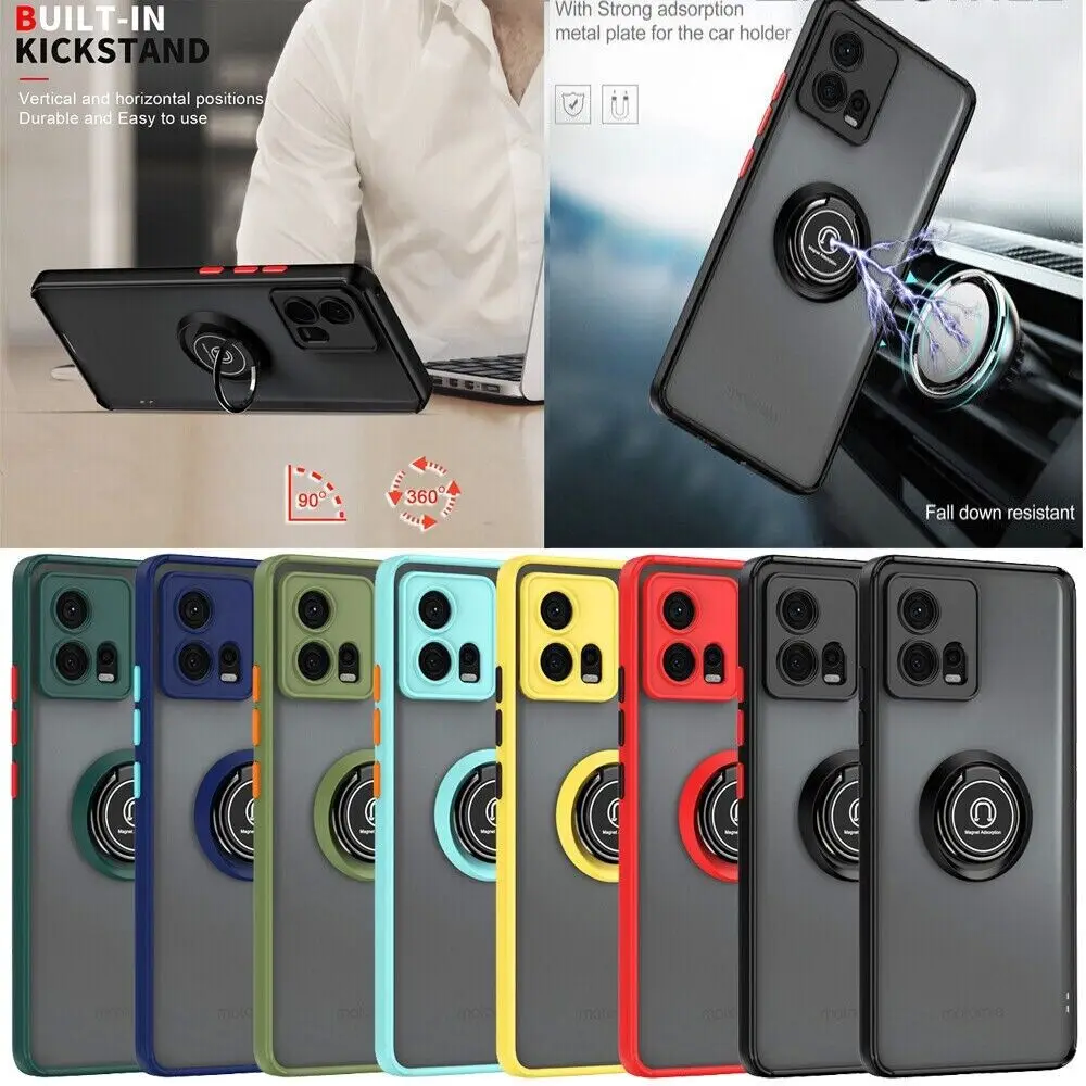 Funda mate armadura para Motorola Moto Edge 40 Neo Edge 30 Fusion Ultra cubierta anillo soporte magnético Coque Funda