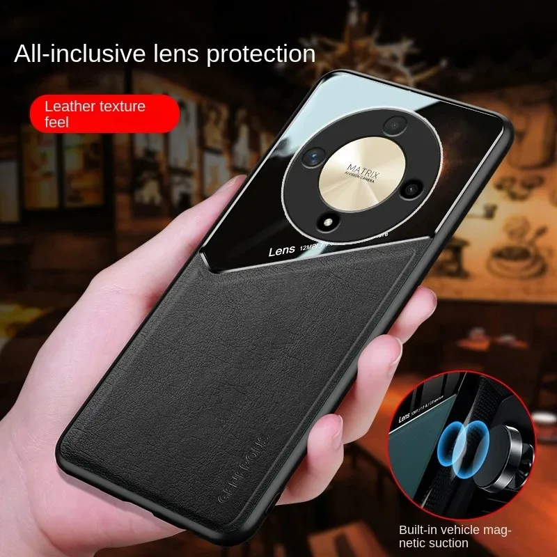 Funda trasera protectora magnética con textura de cuero suave para Huawei Honor X9B, carcasa de lujo para Huawei Honor x9b x9a X9 B