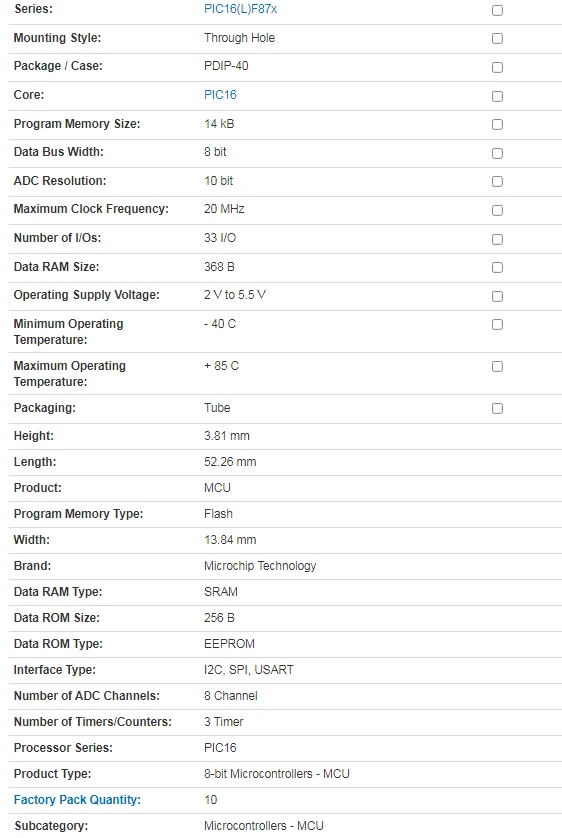 PIC16F887-I/P PIC16F877A-I/P PIC16F887 PIC16F877A DIP-40 IC microcontrolador Chip microcontroladores Flash mejorados - imagen 4