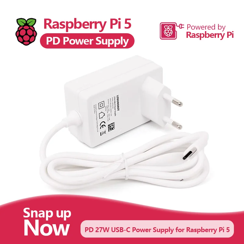 Adaptador de corriente Raspberry Pi 5 5B PD 5V5A USB-C 100-240VAC 5ta generación, cable de alimentación tipo UPS, 100-240vac 0.8A - imagen 2