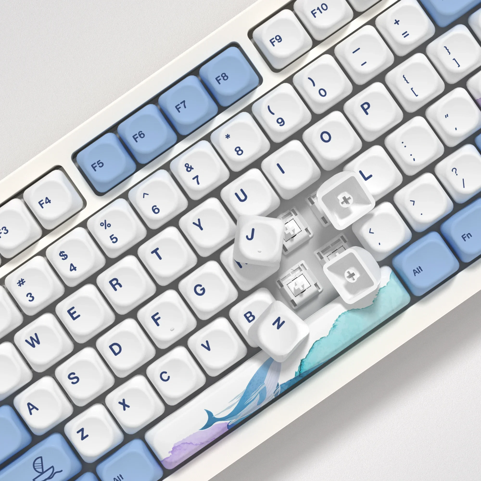 KBDiy 135 teclas/juego de teclas bonitas de ballena oceánica PBT para teclados mecánicos para jugar perfil KOA ISO MAC tapa de tecla para K500 GMK67 61 - imagen 5