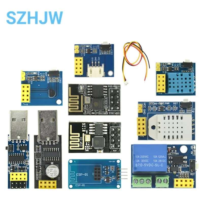 Módulo inalámbrico Wifi ESP8266, WS2812, AM2302, ESP-01, DS18B20, DHT22, Kit de módulo de descarga de relé para casa inteligente