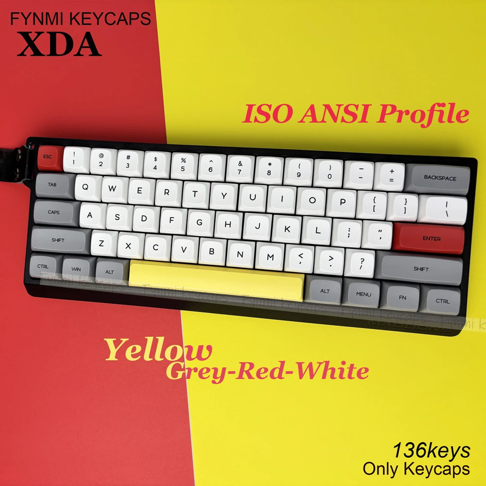 Nuevo DOLCH XDA teclas blancas, grises, rojas y amarillas, diseño ANSI ISO, teclas de sublimación de tinte PBT para interruptor mecánico MX