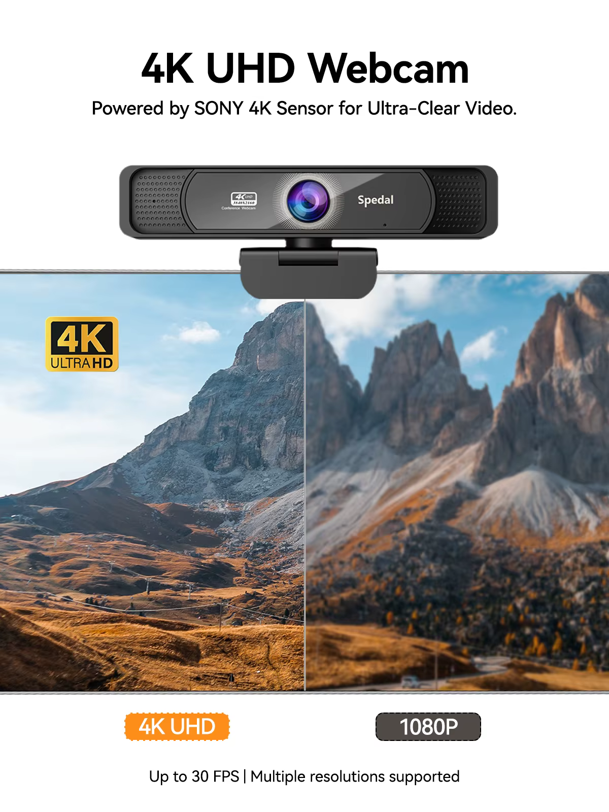 Spedal 931 Webcam 4K 30fps Gran Angular Micrófono Control Remoto