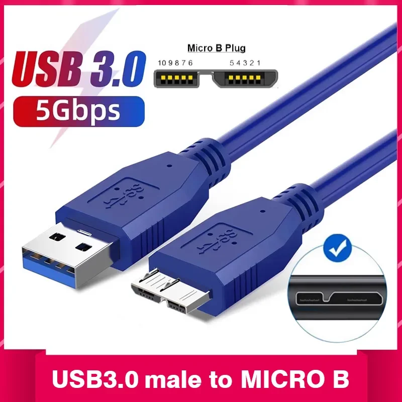 Cable USB3.0 B macho a Micro B de alta velocidad para conexión de alimentación de transferencia de datos de disco duro móvil Toshiba Digital occidental - imagen 2