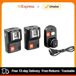 Andoer-disparador de Flash Speedlite remoto inalámbrico, PT-04GY, 4 canales, Universal, y 2 1 transmisor receptores para Canon, Nikon, Pentax