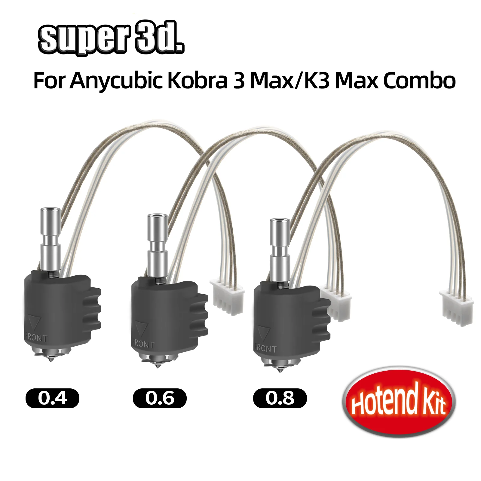 Boquilla para Anycubic Kobra 3 Max Hotend Kobra 3 Max Combo boquilla de intercambio rápido acero endurecido 0,4 0,6 0,8mm Kobra 3 Max Accesorios