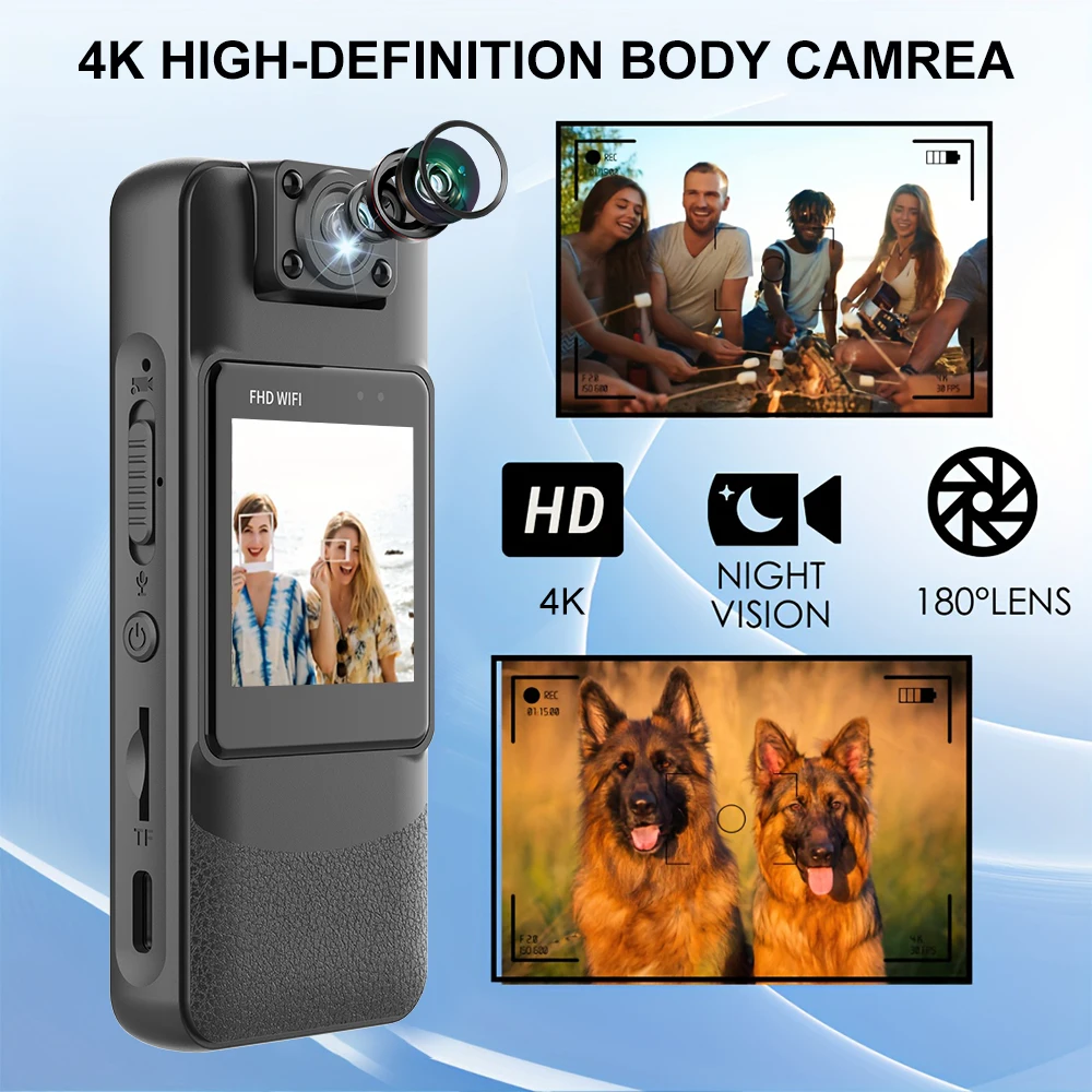 Mini cámara WiFi 4K HD, visión nocturna infrarroja, cámara resistente al cuerpo con Clip, adecuada para grabación de aplicación de la ley, actividades al aire libre - imagen 4