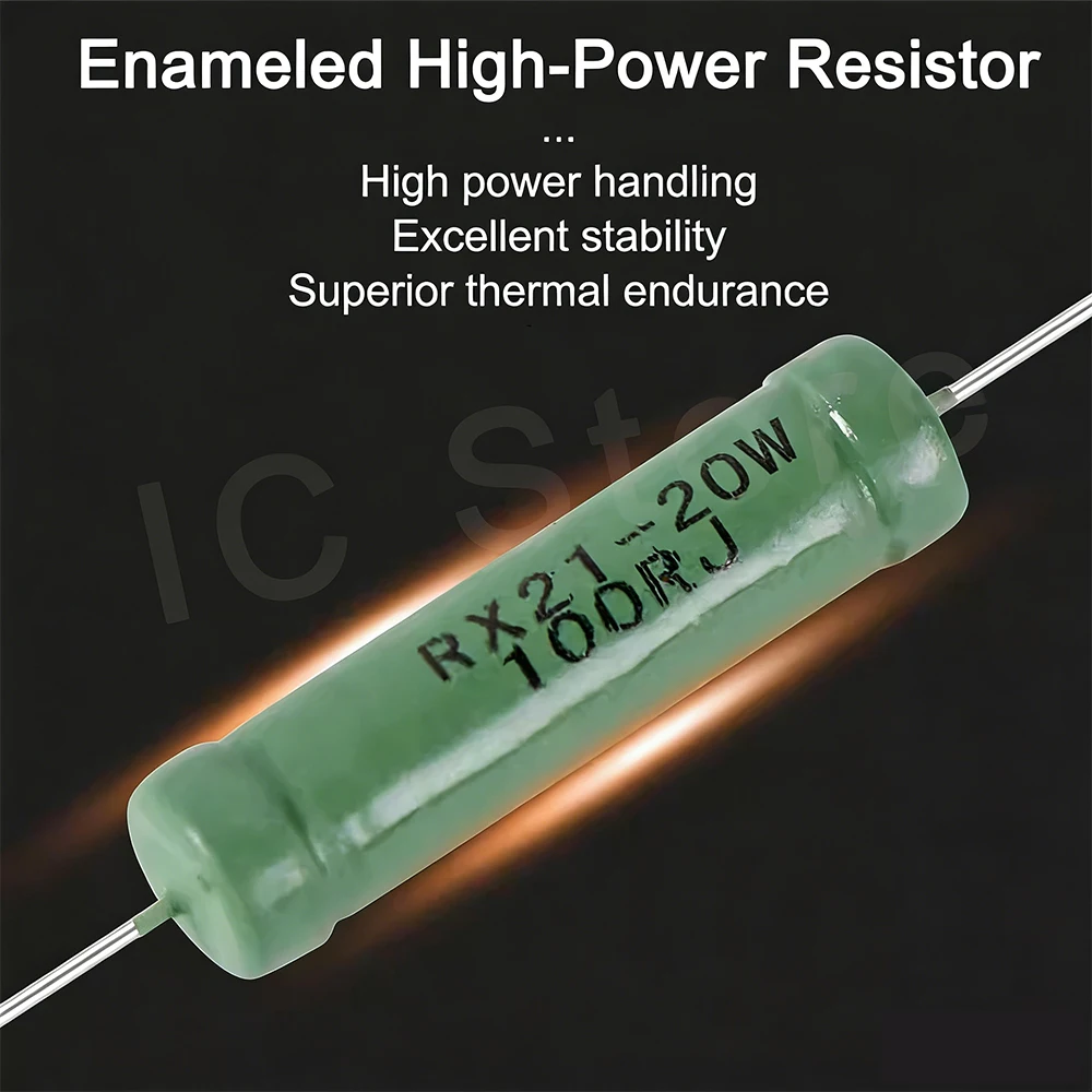 10 Uds RX21 resistencia de potencia enrollada de alambre 15W 20W 5 por ciento de tolerancia 0,1 Ohm a 15K Ohm resistencias cerámicas de alta potencia - imagen 3