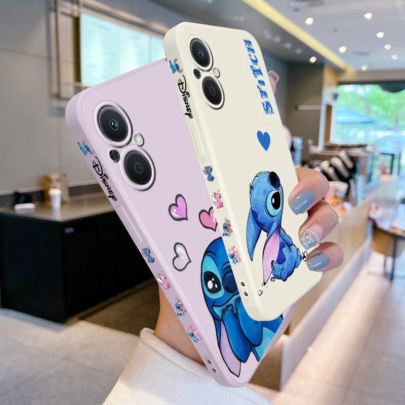 Dibujos animados de la serie Stitch para OPPO Find X5 X3 X2 Lite Pro Neo A5 A53 A94 4G 5G, funda suave para teléfono con cuerda izquierda líquida - imagen 4