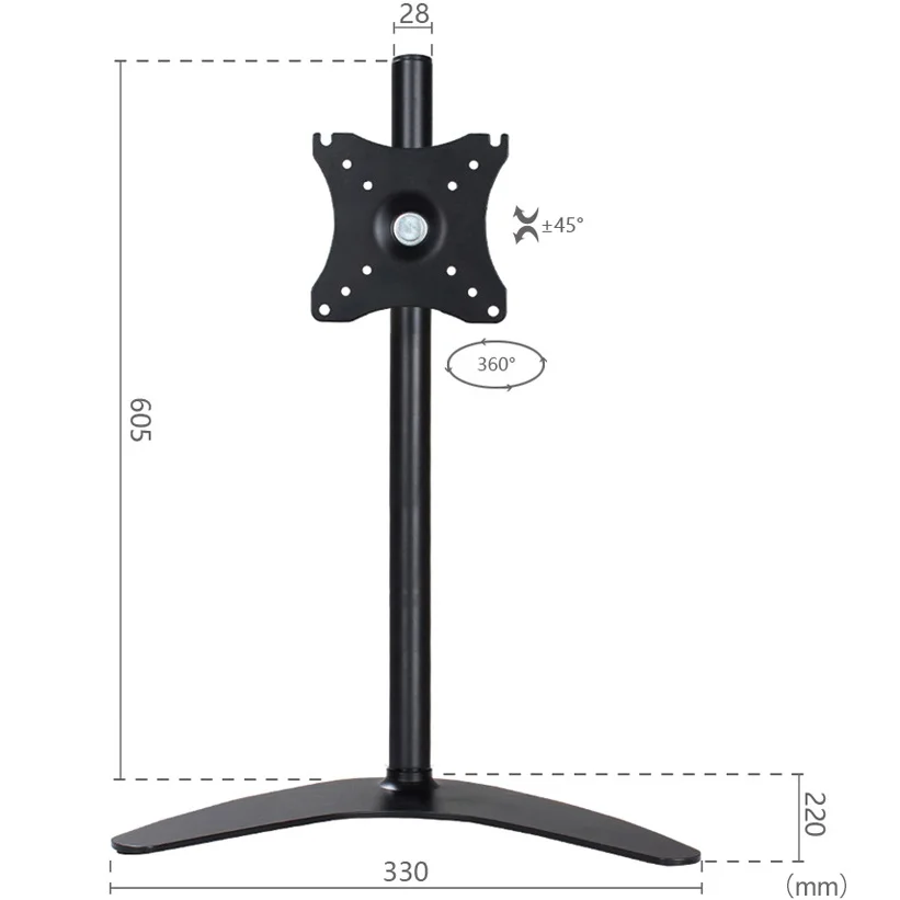 HILLPORT-soporte de escritorio para Monitor, Base de Metal ajustable de altura de 14-27 pulgadas, montaje de pantalla única, brazo de PC para ordenador, Vesa XDZ25 - imagen 2