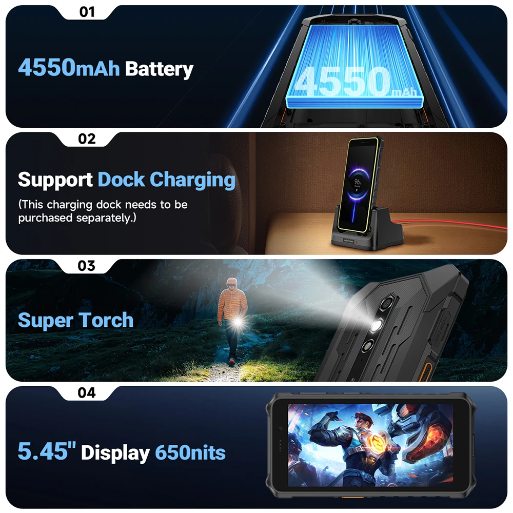 【Estreno mundial】Ulefone RugKing 2 Pro, teléfono resistente con IA, Android 15, 4G, 128 GB de ROM, resistente al agua, NFC, pantalla de 5,45", 4G global, batería de 4550 mAh - imagen 2