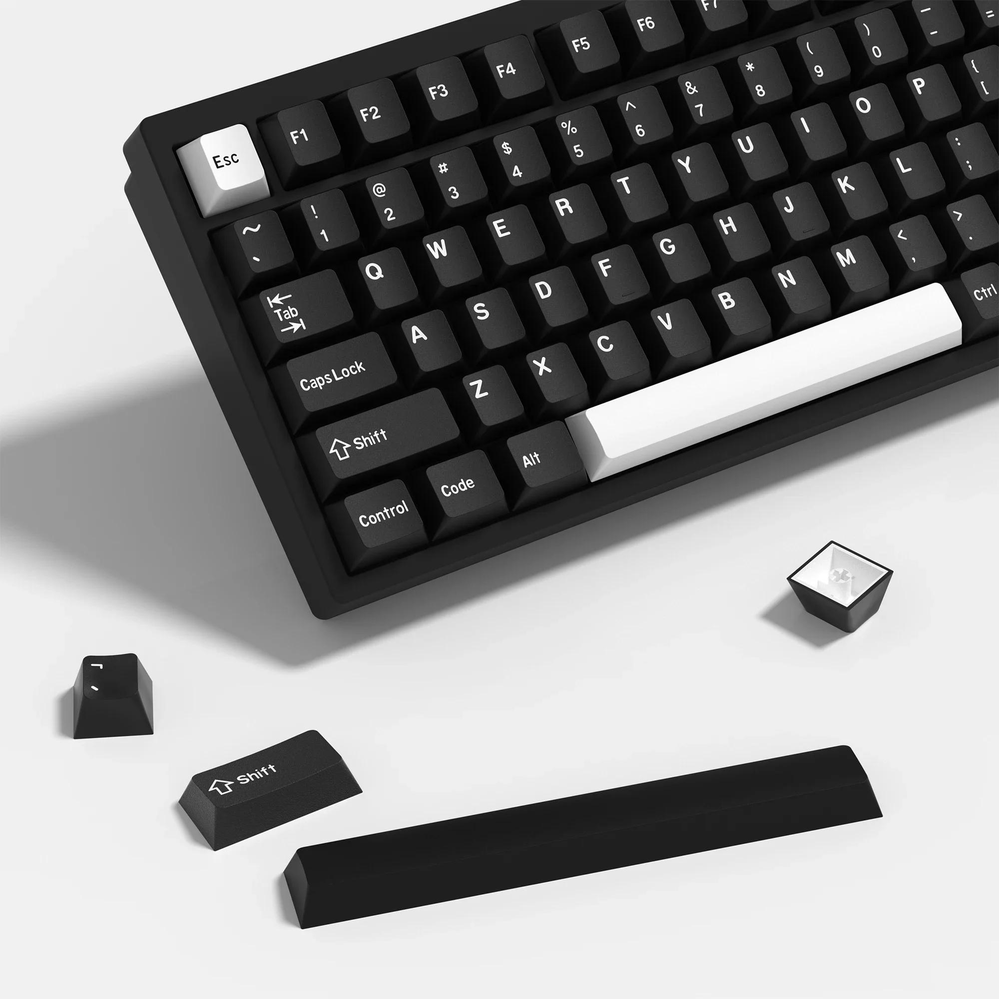 KBDiy-teclas Retro GMK WOB, perfil de cereza, teclas PBT de doble disparo en blanco y negro 7u para teclado mecánico para jugar, juego de teclas - imagen 2