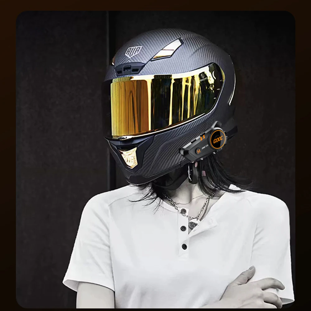 1/2x interfono de música Bluetooth 5,3 casco de motocicleta intercomunicador auriculares impermeable 300m Intercomunicador altavoz auricular - imagen 2