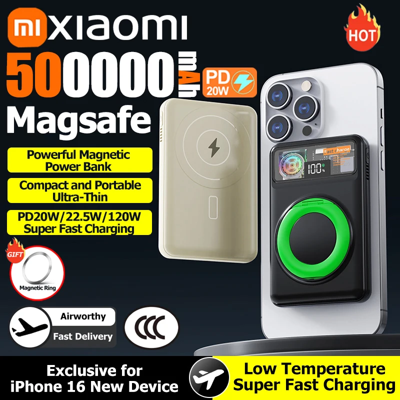 OnePlus 50000mAh Digital magnético inalámbrico PD20W banco de energía Digital con soporte de Cable de carga incorporado turbina de refrigeración nuevo