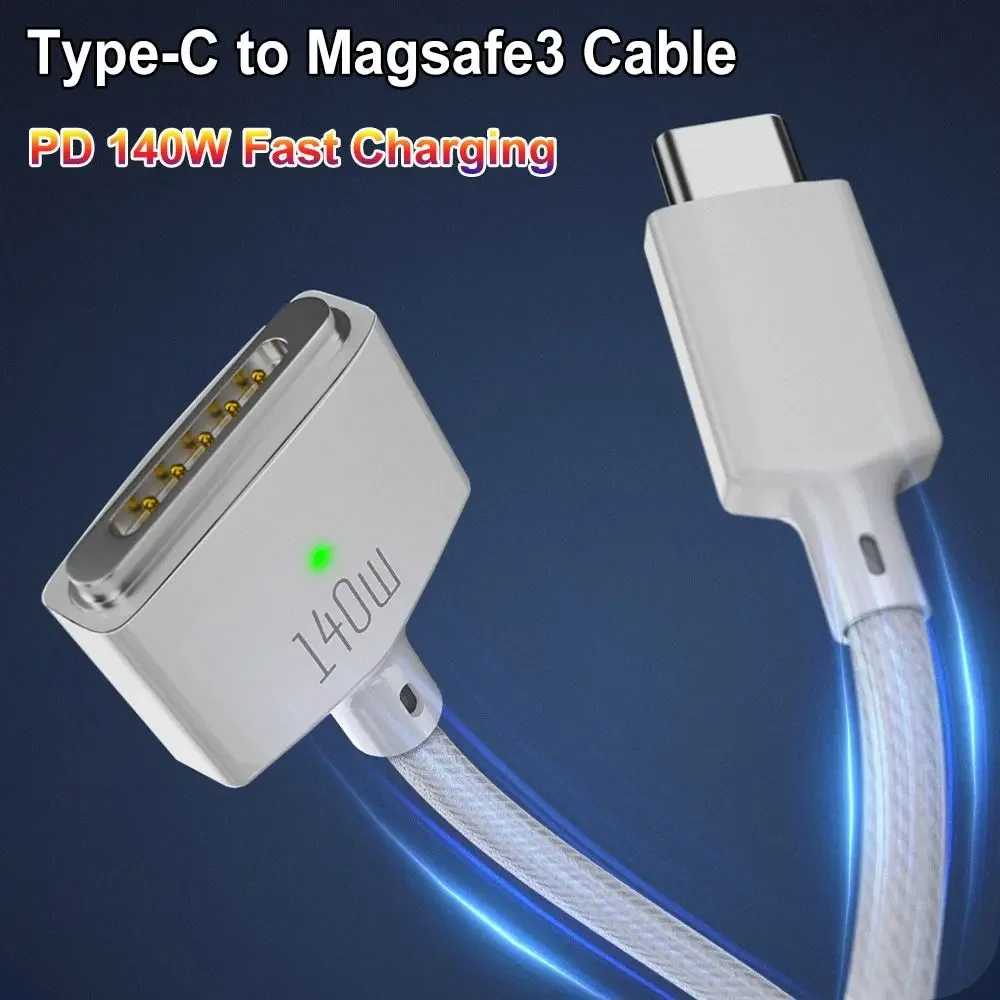 Cable cargador magnético USB tipo C a Magsafe 1/2/3, convertidor de Cable de carga para ordenador portátil PD 140W para MacBook Air/Pro A2442 A2485 A2681 - imagen 2