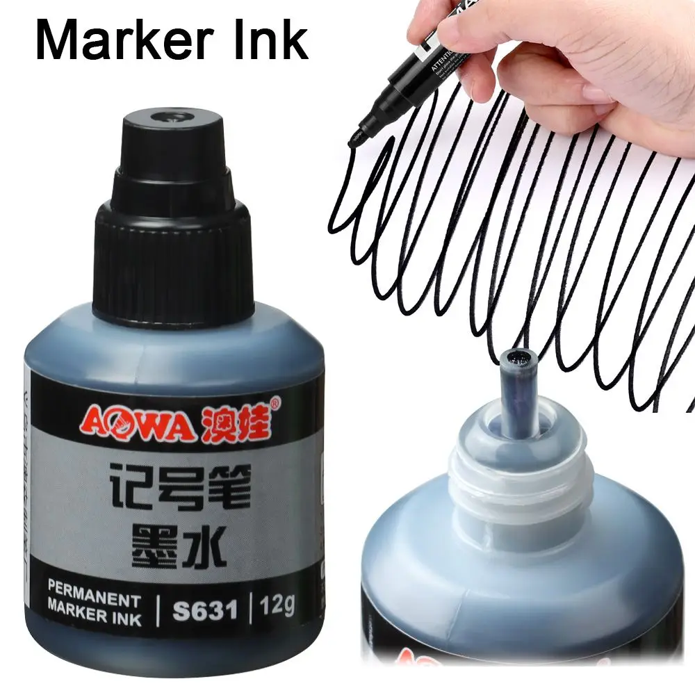 Bolígrafo de pintura de Graffiti de secado instantáneo, recarga de tinta de aceite para rotuladores, negro, rojo y azul opcional, 12ml - imagen 2