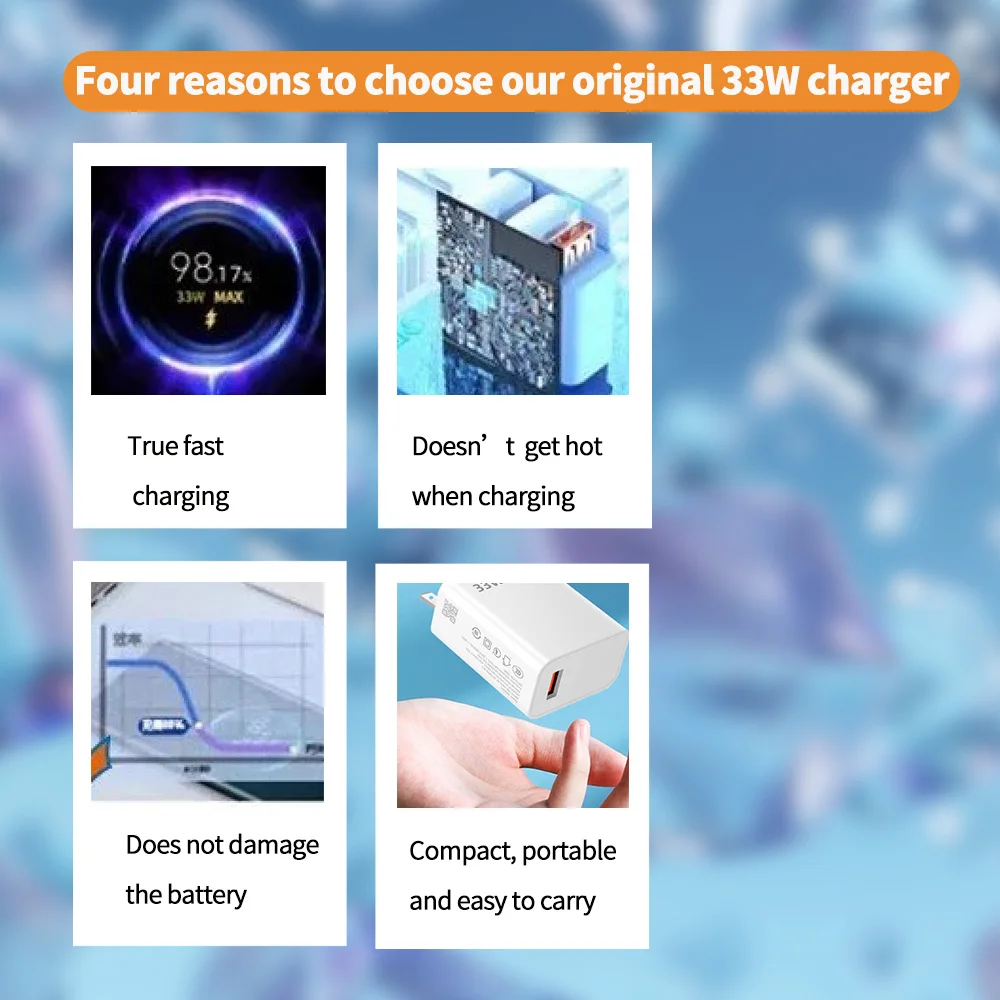Cargador USB de 33W, carga rápida 3,0, enchufe UE/EE. UU., adaptador de pared de viaje, Cable USB tipo C 6A, adaptador de corriente de cargador de carga rápida portátil - imagen 5