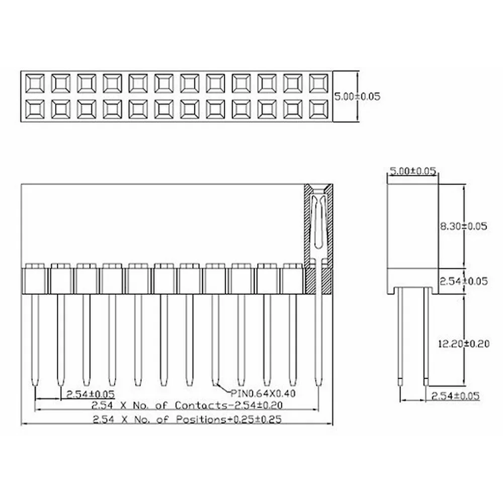 Conector hembra de doble fila para Arduino, 5 piezas, 2,54mm de paso, PC104, 20, 40, 64, 80 Pines, 2x10, 2x20, 2x32, 2x40 - imagen 5