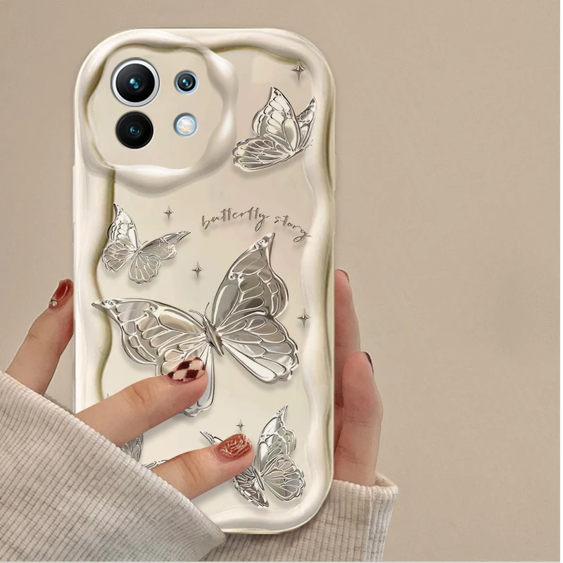 Funda blanda de mariposa de Metal brillante para Xiaomi 14T 13T 12T 13 12 11 11i Lite 5G 10T POCO X5 X6 Pro X3 NFC X4 GT F3 F4 F5 F6 M6 M5S - imagen 4