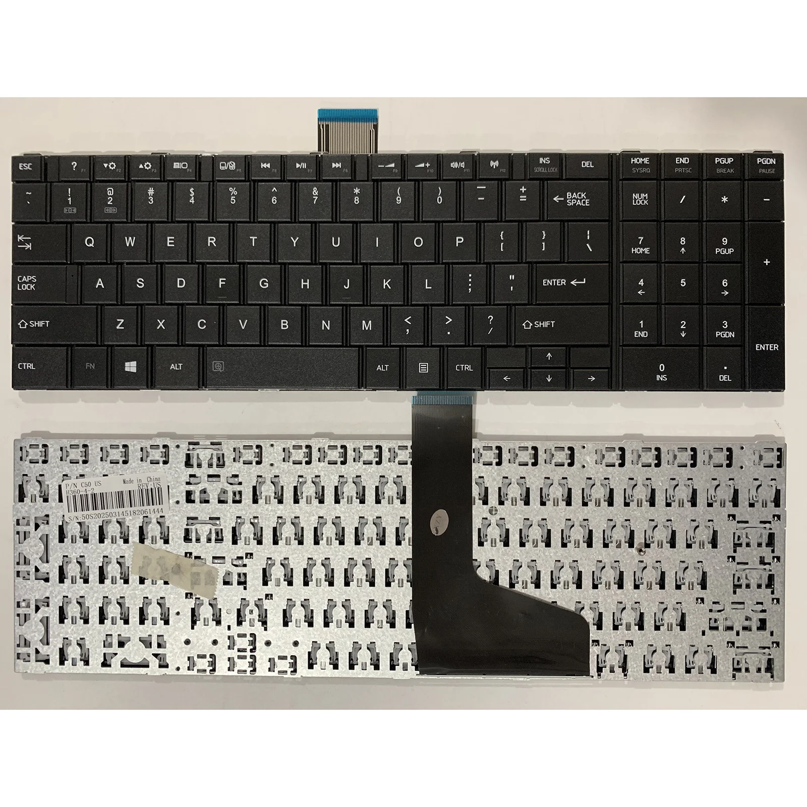 Teclado de ordenador portátil con diseño estadounidense para Toshiba Satellite C50 C50D C50-A C50D-A C55 C55DT C55DT-A
