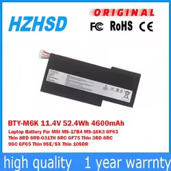 BTY-M6K 11,4 V 52.4Wh 4600mAh batería del ordenador portátil para MSI MS-17B4 MS-16K3 GF63 delgada 8RD 8RD-031TH 8RC GF75 delgada 3RD 8RC 9SC GF65 9SE