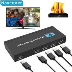Divisor HDMI 4K 4x1 Multivisor Pantalla Cuádruple con IR