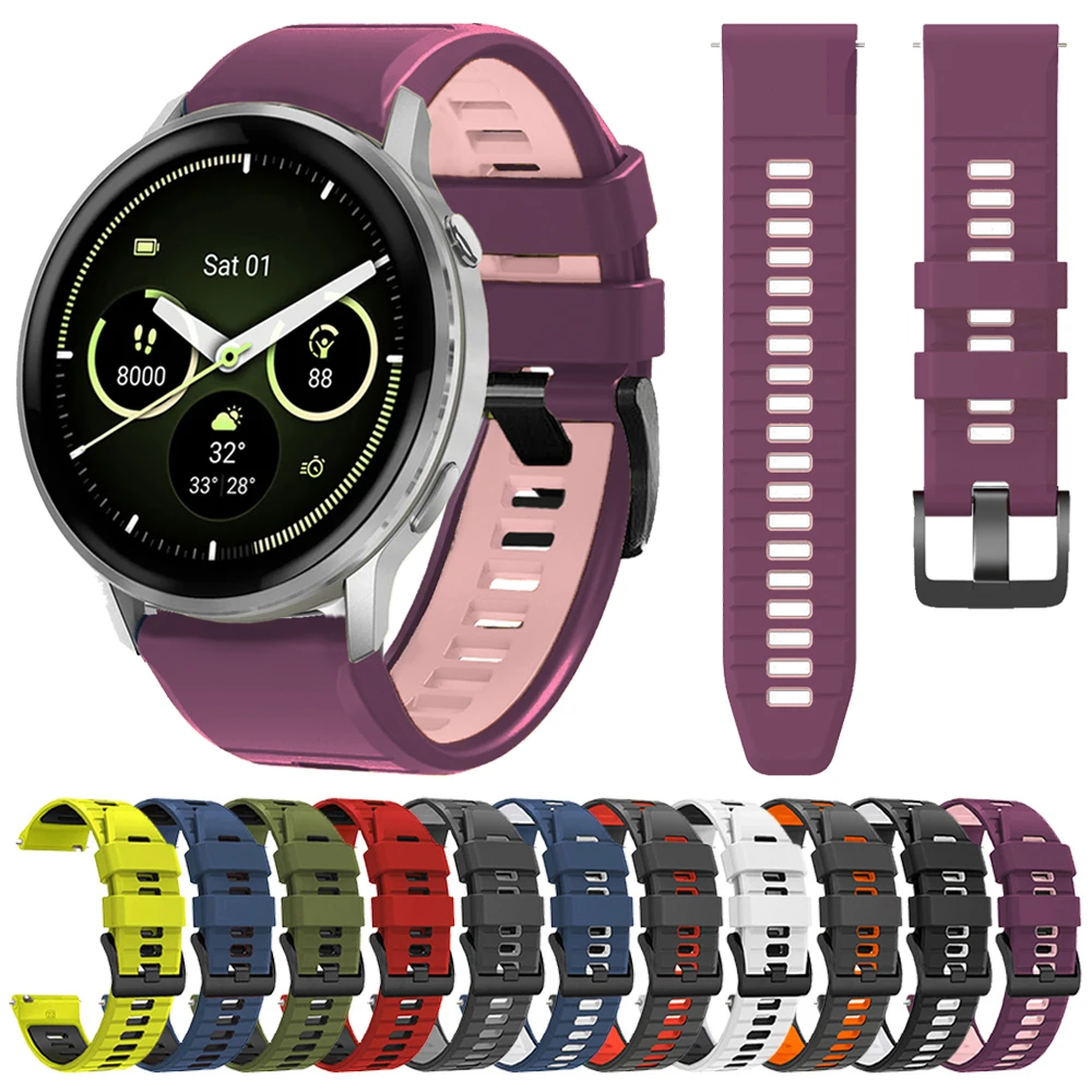 Correa deportiva de silicona de 20 a 22mm para Garmin Venu 3 4 45mm Forerunner 265 570 255 165 pulsera para Samsung Galaxy Watch 7/6
