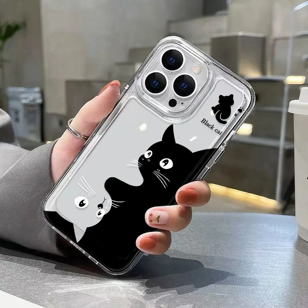 Funda de gato lindo para iPhone 16 15 14 13 12 11 Pro Max XS XR 7 8 Plus funda de silicona a prueba de golpes - imagen 3