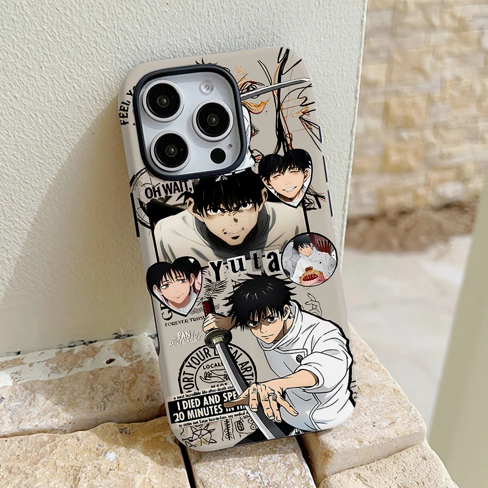 Funda de teléfono Anime Jujutsu Kaisen para iPhone 16 15 14 13 12 11 Pro Max Plus, funda trasera magnética de lujo de doble capa