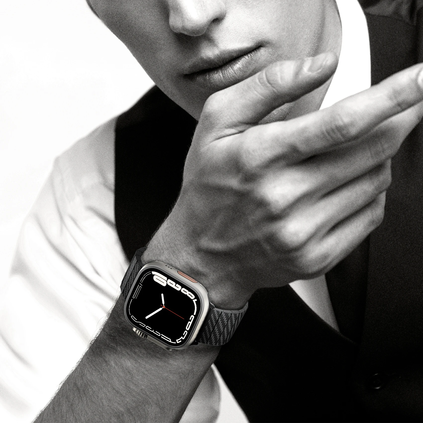 Correa de reloj LULULOOK para Apple Watch Ultra 3/2/11/10/9/8/7/6/SE/5 49/46/45/44/42mm. Correa de fibra de carbono con cierre magnético doble - imagen 5