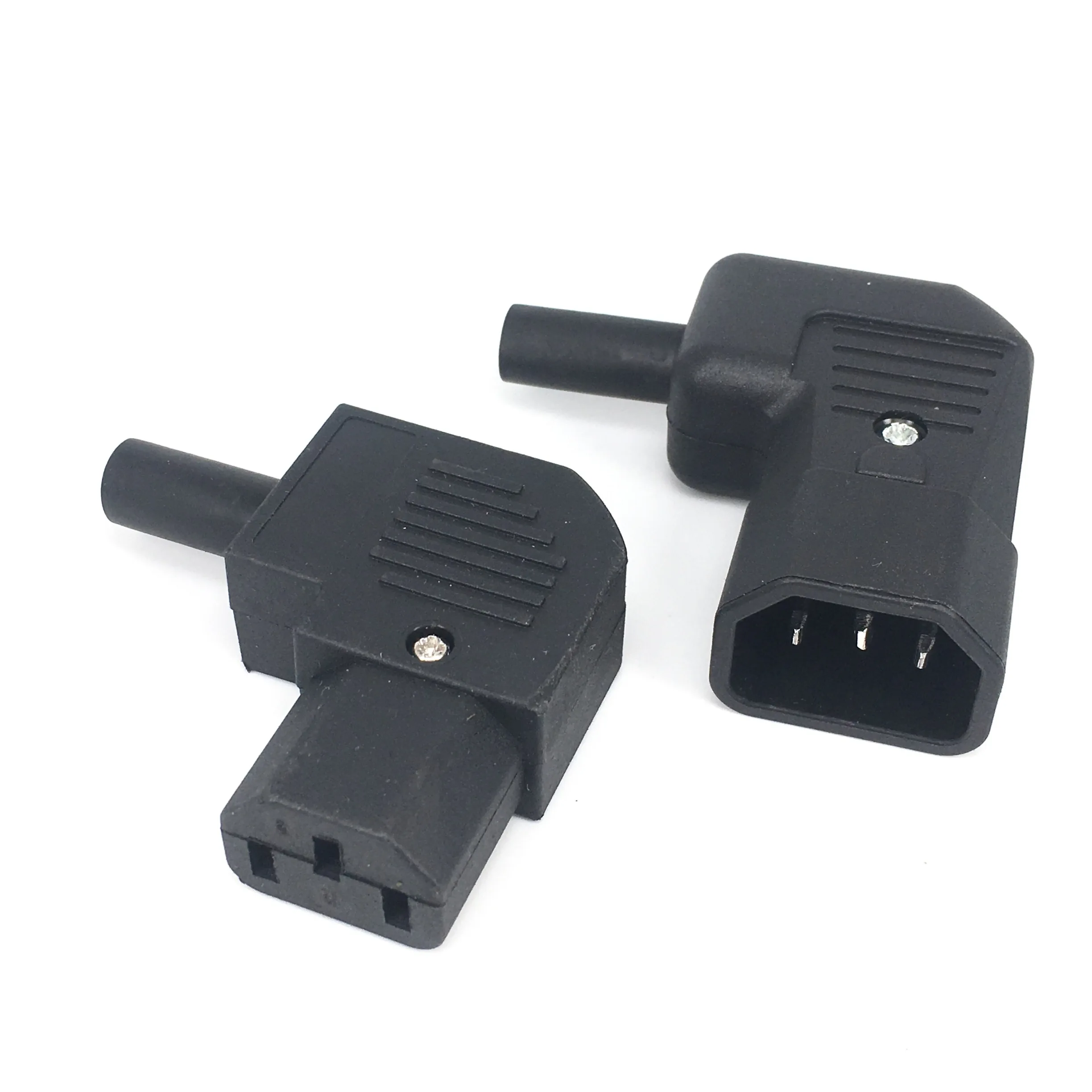 Conector de montaje de cable de alimentación IEC 320 C13, adaptador de CA hembra C13 en ángulo de 90 grados, 10A, 250V, macho IEC 320 C14