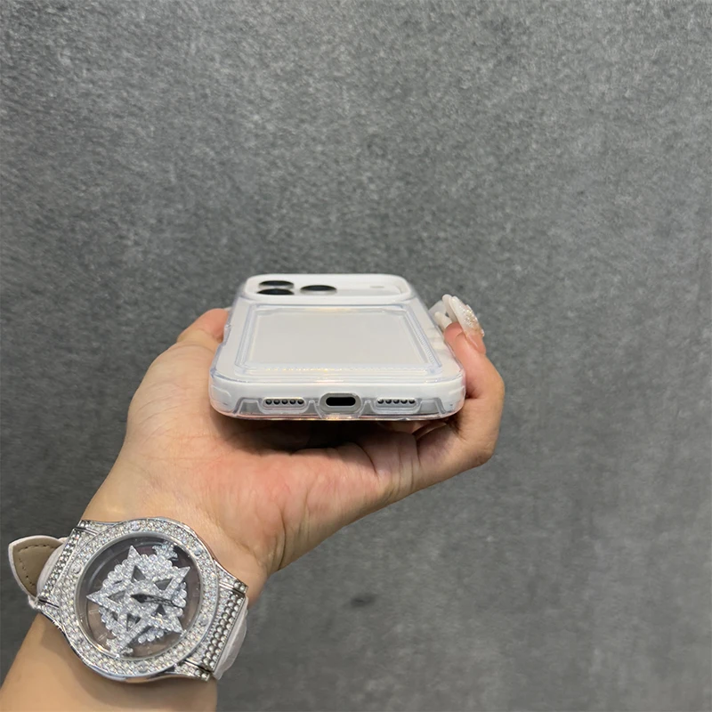 Funda de teléfono con tarjetero acrílico duro de Color caramelo para iPhone 17 16 Pro Max 11 12 13 14 15 17 Air a prueba de golpes con cubierta trasera de parachoques - imagen 5