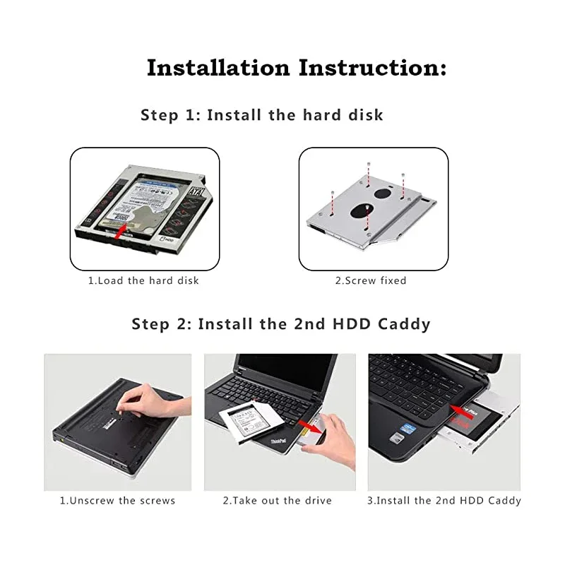 9,5mm 12,7mm aluminio segundo HDD Caddy SATA 3,0 para 2,5 ''SSD DVD CD-ROM adaptador de carcasa disco duro - imagen 5