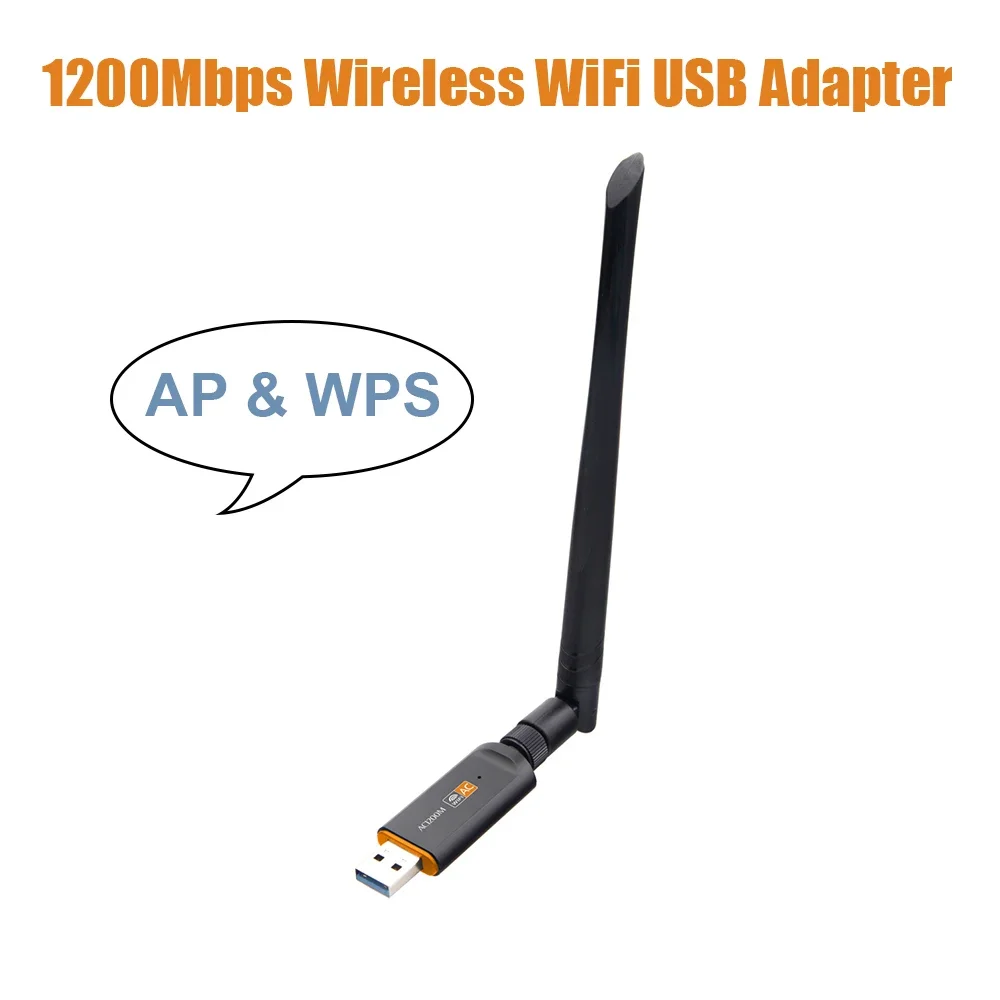 Adaptador USB WiFi inalámbrico de 1200Mbps banda Dual 2,4/5Ghz con tarjeta de red aérea 802.11AC receptor USB3.0 de alta velocidad - imagen 2