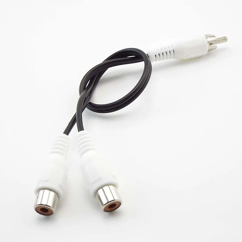 Y Splitter Cable de Audio RCA macho a 2 hembra, adaptador de conector RCA, Cable de alambre - imagen 4