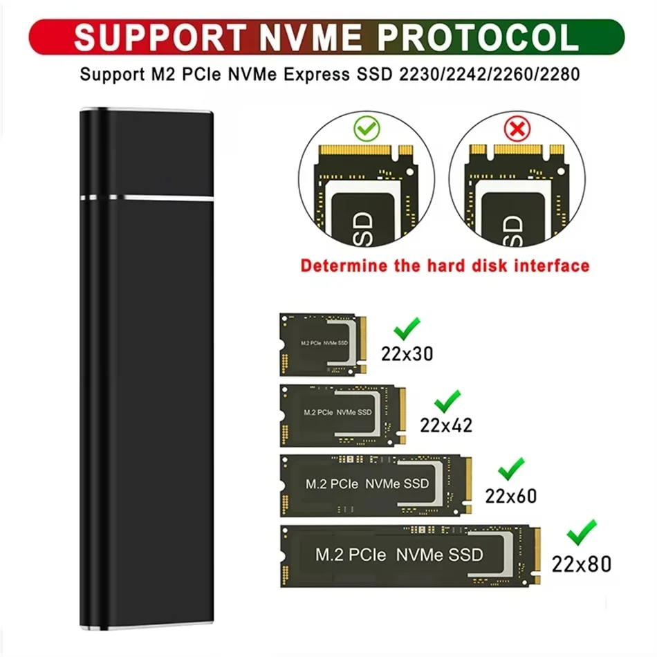 Caja de aleación de aluminio M.2 HDD, caja de disco duro B-KEY, caja de disco duro externo, interfaz USB C, compatible con protocolo SATA - imagen 4