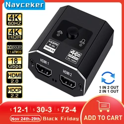 Conmutador HDMI 4K PS4 PS5 TV Box – Splitter 2 Puertos