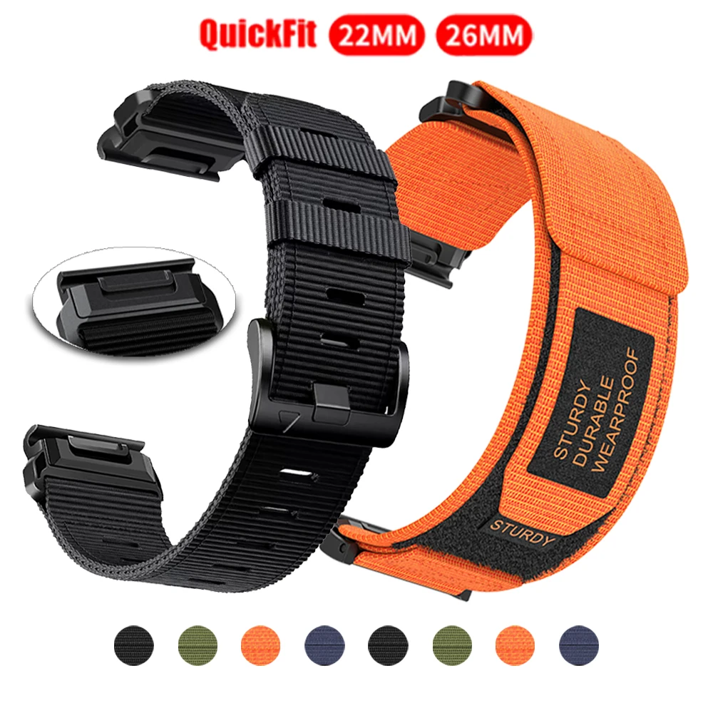 Correa deportiva de nailon de 22mm y 26mm para Garmin Enduro3 Epix Pro Quatix/Tactix 8 Fenix 8 E 7X 6 5puls, repuesto de pulsera QuickFit