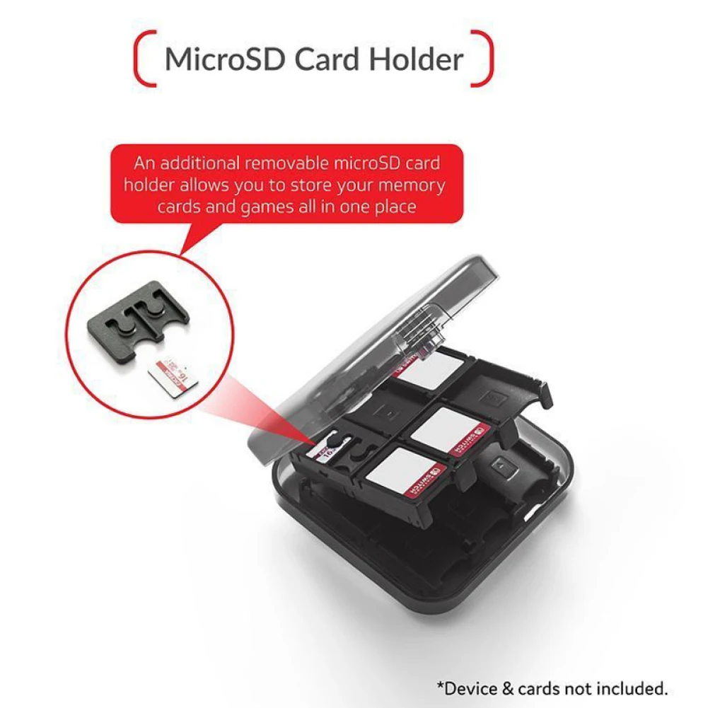 Estuche de almacenamiento de tarjetas de juego para Nintendo Switch 24, Mini carcasa dura portátil, caja negra transparente para accesorios de juego de Nintendo Switch - imagen 4