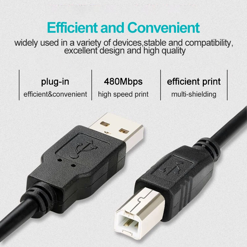 Cable de carga de datos para impresora, nuevo Cable USB 2,0 de 5 pines A macho A Usb B macho, Cable de impresora tipo USB 2,0, núcleo de cobre para impresora - imagen 3