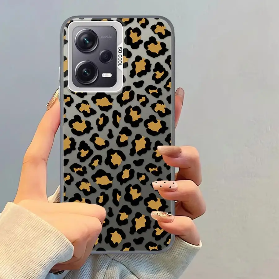 Funda de teléfono para Xiaomi Redmi Note 11s 10 11 Pro 10s 12 13 14 Pro Plus carcasa suave moda leopardo marrón - imagen 2